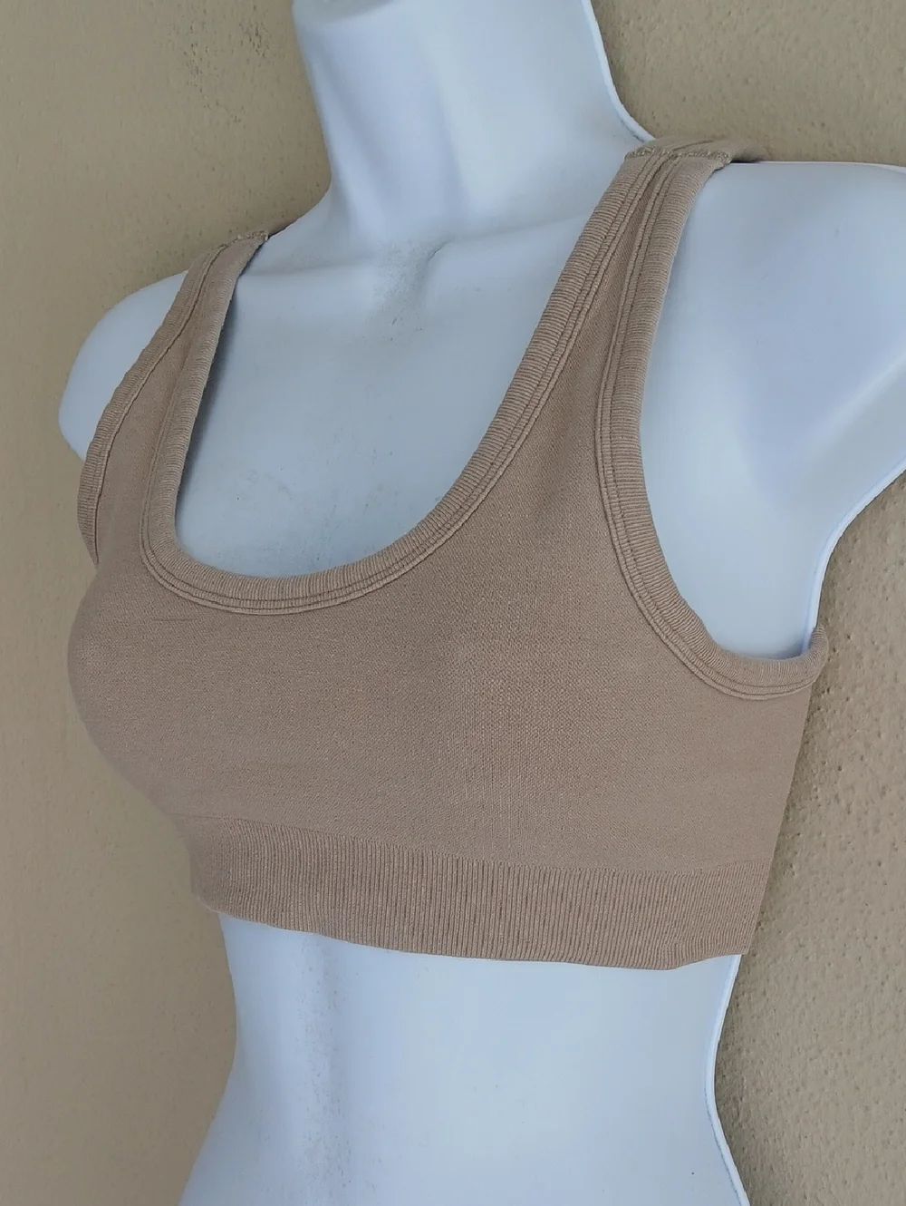 Alo Yoga Seamless Bra Top Athletic Taupe Tan XS